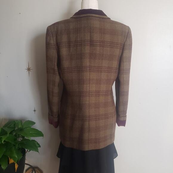 90s Jones NY Plaid Wool Blazer Coat Jacket Large 14 Academia Whimsigoth City - Picture 5 of 6